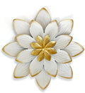 LIFFY 9.2“ White and Gold Metal Flower Wall Art, Modern Rustic Floral Decor for Indoor Living Room Bedroom Office Outdoor Garden Patio Yard