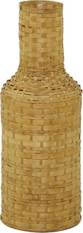 Deco 79 Bamboo Wood Decorative Vase Tall Woven Floor Centerpiece Vase, Vase for Home Decoration 8" x 8" x 22", Brown