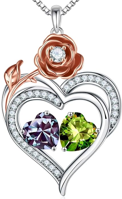 Iefil Christmas Gifts for Wife - 925 Sterling Silver Birthstone Necklace, Stocking Stuffers for Women Wife Girlfriend Mom