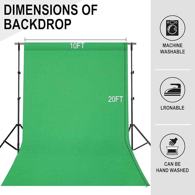 GFCC Green Screen - 10FTX20FT Green Screen Backdrop Photo Backdrop for Photoshoot Background for Photography Screen Video Recording Picture Background