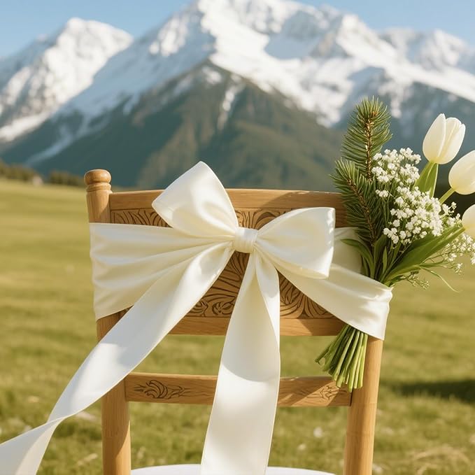 Ivory Satin Ribbon 3 inch X 15 Yards Polyester Ribbon for Gift Wrapping Very Suitable for Weddings Party Hair Bow Invitation Decorations and More