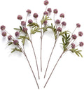 Artificial Kiku Flower - 5 Pcs Fake Pompon Mums Silk Small Chrysanthemum Faux Ball Fall Flower Stem Decor for Autumn Wedding Filler DIY Bouquet Centerpieces Arrangements Shower (Grey Purple)