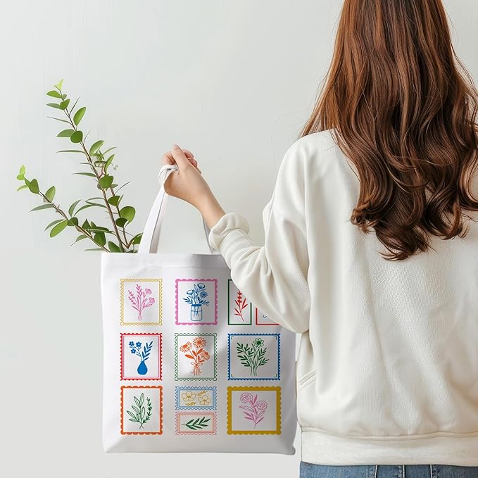 Floral Tote Bag, Floral Bag for Women, Reusable Grocery Bags Shopping Bags
