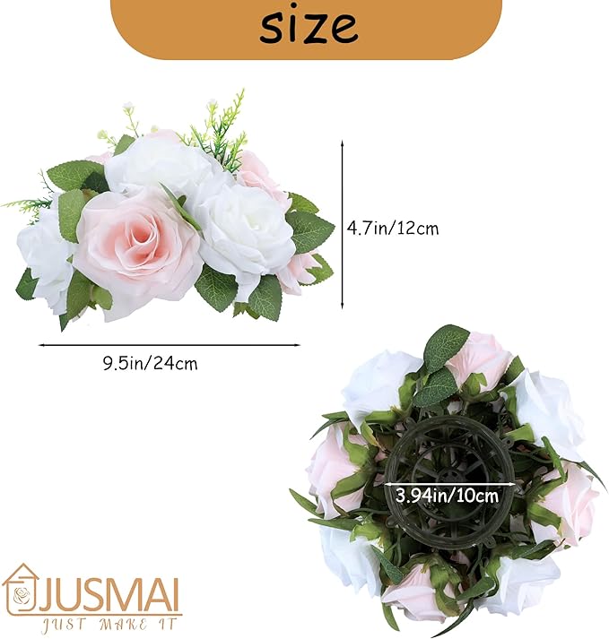 Artificial Flowers Ball 4 Pcs - Blush White Wedding Table Centerpiece Decorations for Flower Arrangements