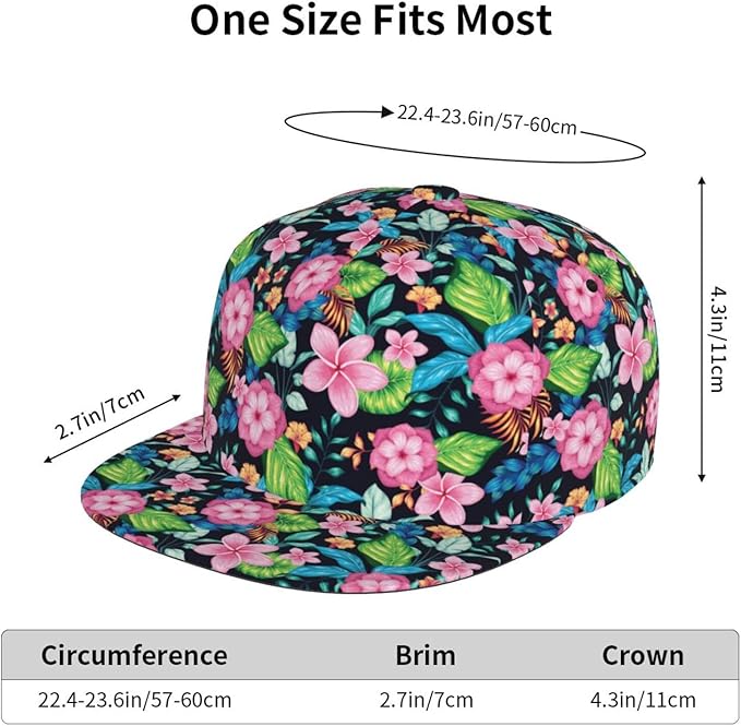 Floral Hawaiian Baseball Hat Adjustable Tropical Flower Snapback Hats Baseball Caps for Women Men