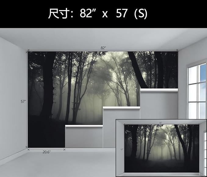 WFBHUA-Dark Forest Wallpaper Peel and Stick Foggy Woods Landscape Self Adhesive Wall Mural for Living Room Bedroom 82"x57"