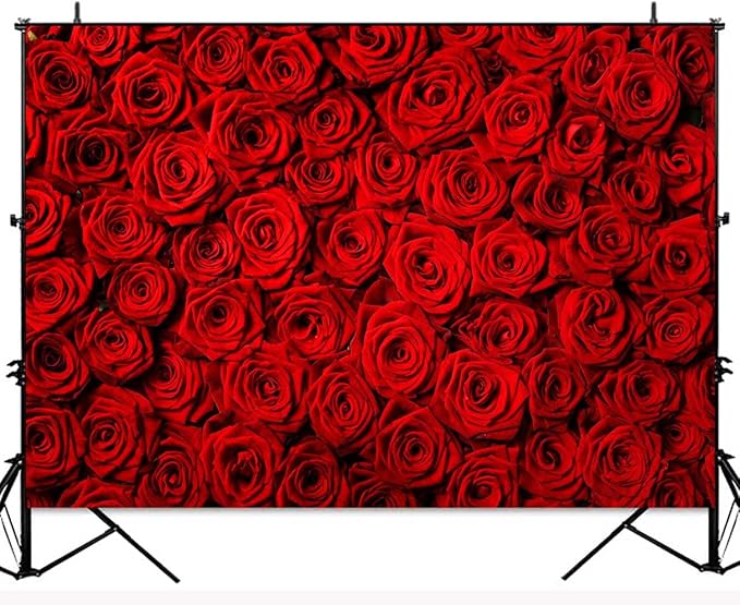 Red Rose Backdrop Flowers Rose Wall Photo Background Valentine's Day Backdrop Wedding Bridal Shower Photo Booth Mother's Day Birthday Party Dessert Table Banner Lovers Portraits Props 8x6ft