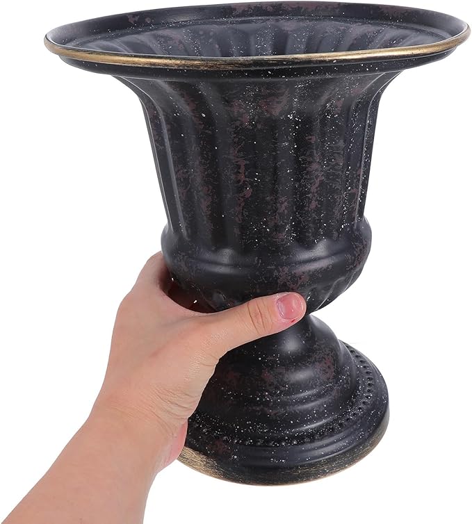 Generic Metal Vase: Urn Planter Flower Arrangement Pots - Indoor/Outdoor Pedestal Planter - Metal Urn Vase Table Centerpieces - Floral Arranging Supply