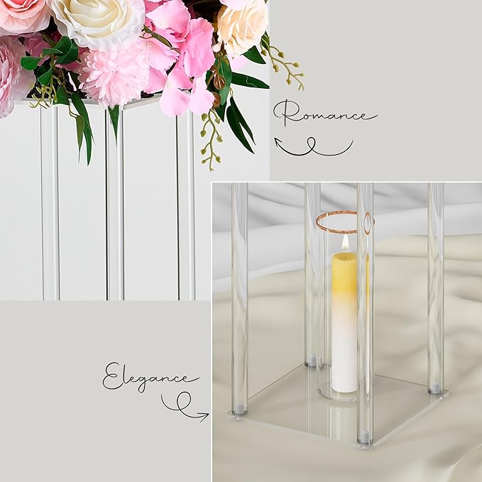TEKXYZ Acrylic Centerpiece, 10 Pcs 23.6 Inch Tall Flower Stand, Column Wedding Centerpieces, Flower Stand for Wedding Event Party Props, Home Decor, Table