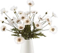 IPOPU White Artificial Poppy Flowers 6pcs Poppies White Artificial Flowers with Stems Silk Flower Arrangements for Wedding Centerpieces for Home Table Bridal Shower Party Decorations (White)