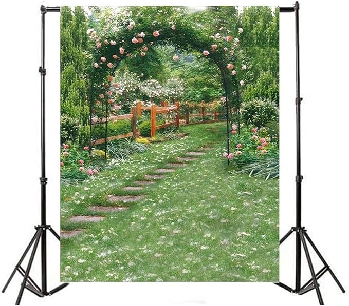 AOFOTO 8x10ft Wedding Archway Backdrop Romantic Garden Flowers Photography Background Beautiful Floral Pergola Pathway Bride Lovers Woman Girlfriend Artistic Portrait Decoration Photo Studio Props