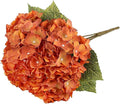 2Bouquets Artificial Fake Flowers Plants Silk Hydrangea Arrangements Wedding Bouquets Decorations Plastic Floral Home Kitchen Garden Party Festival Bar DIY (Orange,5 Flower Heads)