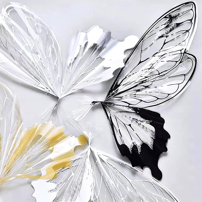 LLBWKC 20 Sets Butterfly Flower Wrapping Paper, Waterproof Butterfly Flower Bouquet Wrapping Paper, OPP Clear Floral Wraps for Florist Supplies, Gift Packaging, DIY Craft 20x22 in (Gold Butterfly)