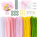 1800PCS Pipe Cleaners Craft, Pipe Cleaner Bulk Flower Kit, 6 Colors Chenille Stems Flower Making Kit with Floral Wrapping Paper and Ribbon, Gardening Tape, Stamen for Art and Craft Supplies