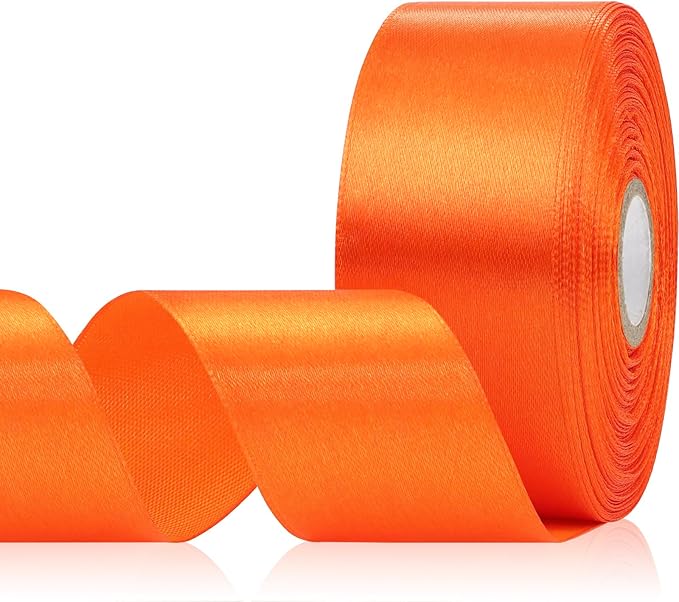 Orange Satin Ribbon 1-1/2 Inch 30 Yards, Orange Ribbon for Gift Wrapping, Flower Bouquet, Crafts, Halloween, Christmas, Wedding, Thanksgiving, Easter