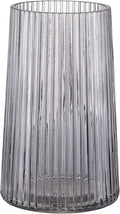 Black Glass Vase for Flower, Flower Vase for Bouquet, Modern Glass Vases, Ribbed Vases for Living Room, Bedroom, Dining Table, Office, Wedding, Centerpieces, 8 Inches