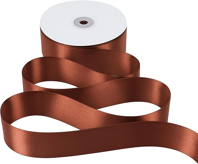 MEEDEE Rust Satin Ribbon 1-1/2 inch Rust Ribbon Double Faced Satin Ribbon by 50 Yards Rust Red Ribbon for Thanksgiving, Fall Decorating, Wreaths Bow, Crafts, Satin Weddings, Flower Bouquet
