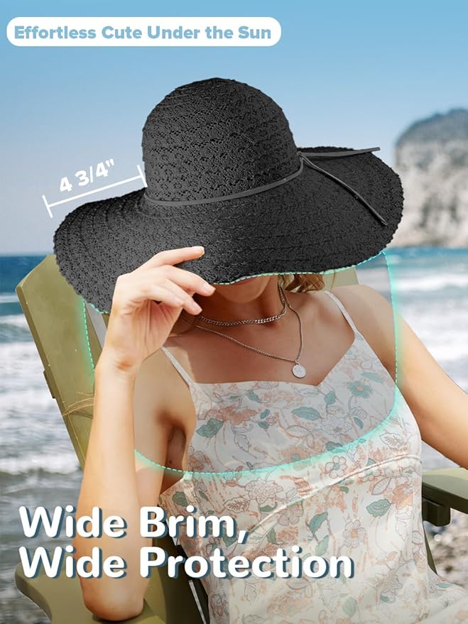 Sun Beach Hats Women Floppy Summer Sunhat with Wide Brim Packable Foldable Travel Accessories
