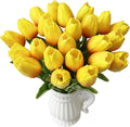 UKELER Tulips Artificial Flowers Bulk 24 Pcs DIY Wreath Real Touch Artificial Tulip Flowers for Home Kitchen Wedding Birthday Party Decorations, Orange&Yellow