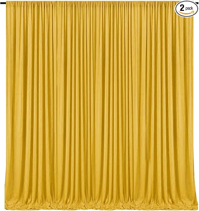 10 x 10 Feet Gold Backdrop Curtain for Partie, Background Curtains for Photoshoot, Birthday, Wedding, Halloween, Thanksgiving, Christmas Day, New Year Party Decorations 5Ft x 10Ft, 2 Panels