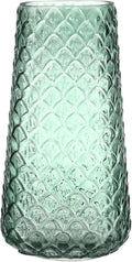 Glass Vase, Green Flower Vase for Bouquet, Large Glass Vases for Flowers, Modern Vases for Living Room, Bedroom, Dining Table, Office, Kitchen, Wedding, 9 Inches