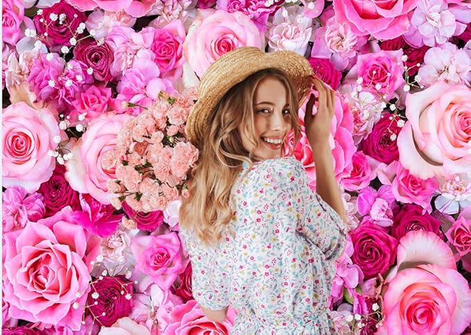 CHAIYA 10x8ft Flower Backdrop Rose Flowers Floral Wall Photography Background Birthday Baby Shower Wedding Party Banner Spring Tea Party Backdrop Photo Booth Props CY355