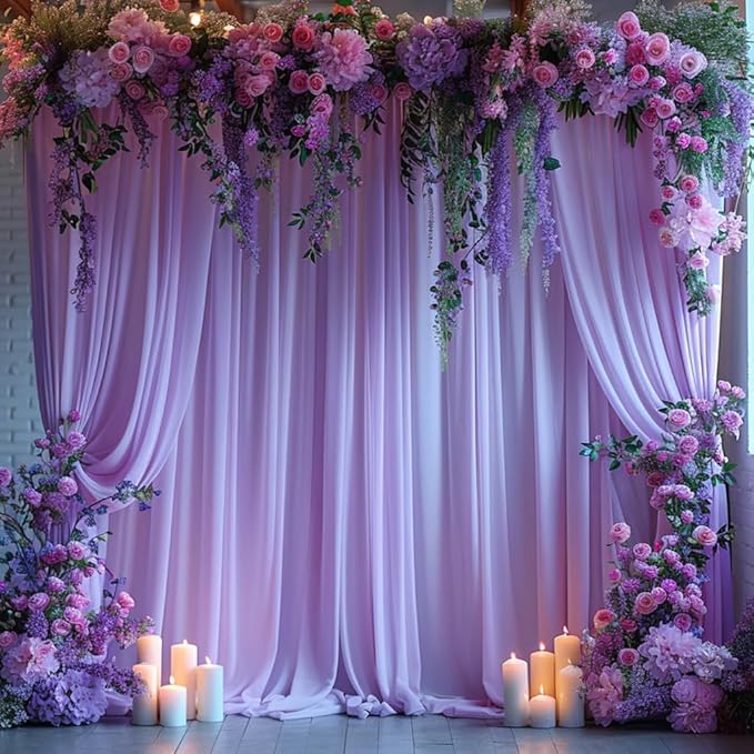 20x10ft Wrinkle Free Lavender Backdrop Curtain for Parties Soft Fabric Drapes Wedding Curtain Backdrop for Birthday Party Decorations Background for Photography 5x10ft,4 Panels