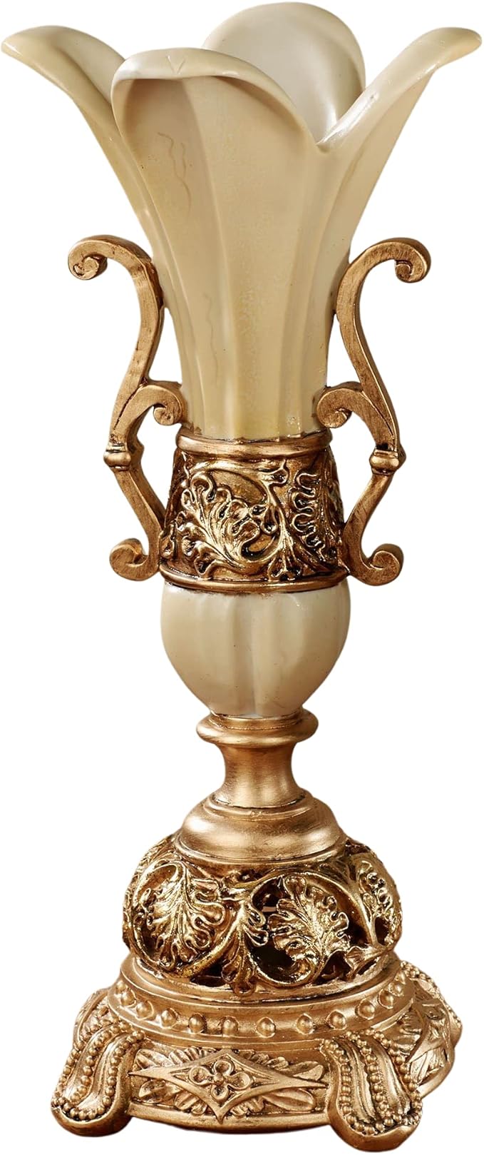 Touch of Class Chalmette Table Vase - Gold/Ivory - Victorian Style - Elegant Vases for Bedroom, Bathroom, Kitchen