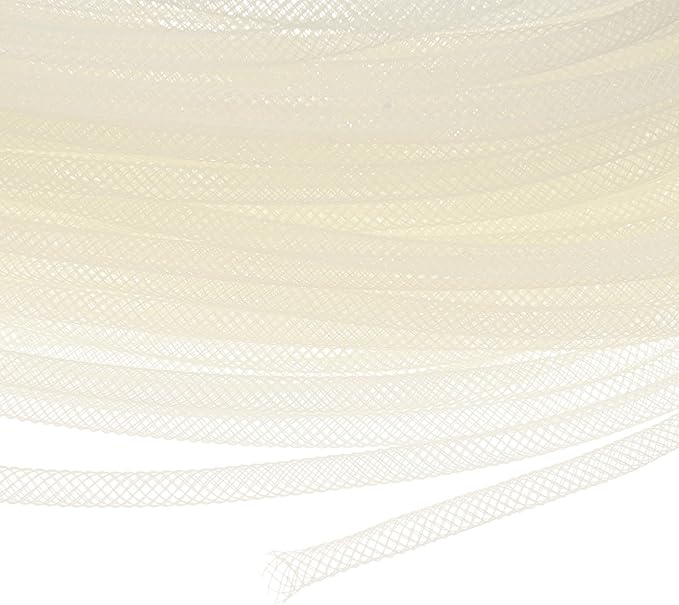 Mesh Tube Ribbon 45 Yards, 4mm Elastic Fabric Ribbons Mesh Tubing for Crafts/Gift Wrapping/Flower Bouquets/Wedding/Birthday/Holiday/Wreaths Christmas/Decoration[Natural White]