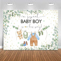 Mocsicka Sweet Baby Shower Backdrop - Princess Pink Greenery Party Banner for Girl Baby Shower Photo Booth (Blue, 6x4ft)