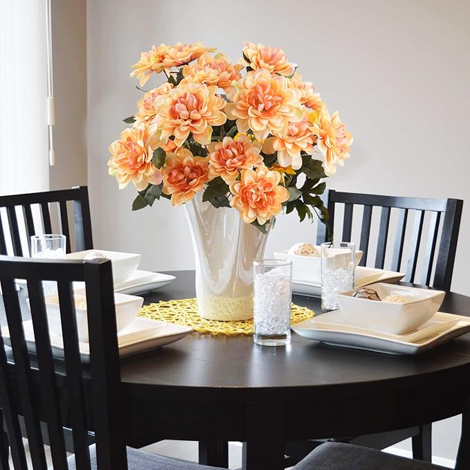 Uieke 6PCS Artificial Fall Daisy Mums Flowers with Stem, Silk Chrysanthemums Flowers Arrangement for Home Party Wedding Bouquet Thanksgiving Table Centerpieces Decor (Champagne)