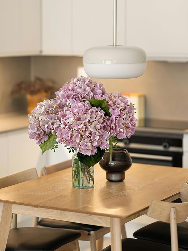4 Pcs 20'' Real Touch Hydrangeas Light Pink Artificial Hydrangeas Flowers Faux Latex Lifelike Hydrangea for Kitchen Living Room Porch Home Decor Baby Shower Party Wedding Table Centerpiece