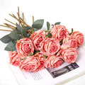 Kimura's Cabin 12pcs Pink Artificial Rose Flowers with Stems Realistic Vintage Fake Roses Bouquet for Home Table Centerpieces Wedding Party Arrangements Decoration Dried Flower (Pink