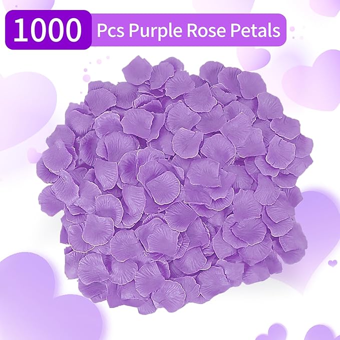 1000 Pcs Artificial Fake Rose Petals,Flower Petals for Romantic Night, Engagement, Party, Wedding, Event Flower Decorations, in Bulk(Purple)