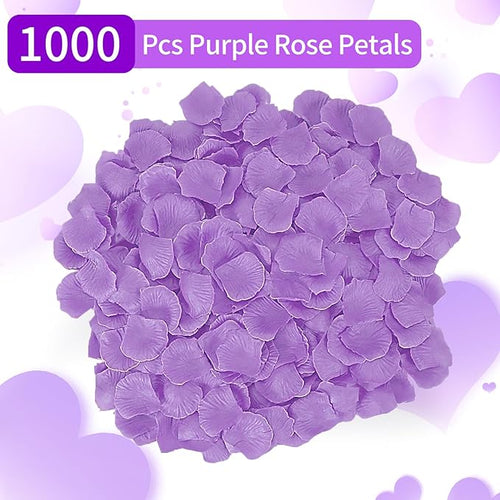 1000 Pcs Artificial Fake Rose Petals,Flower Petals for Romantic Night, Engagement, Party, Wedding, Event Flower Decorations, in Bulk(Purple)