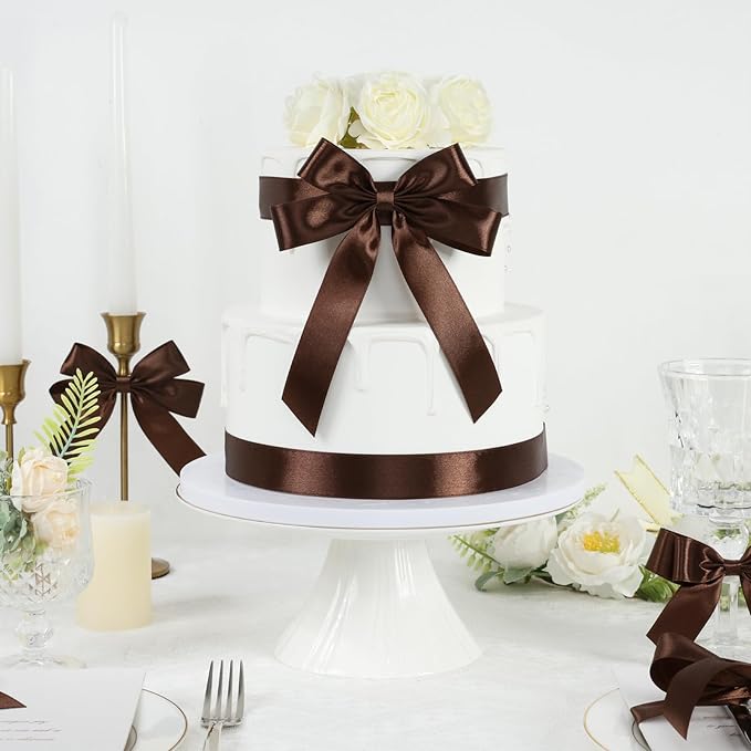 Brown Ribbon 1 Inch 60 Yards, Brown Satin Ribbon for Gift Wrapping, Flower Bouquet, Graduation Lei, Crafts, Baby Shower, Eternal Flower, Christmas and Wedding