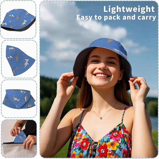 Bucket Hat for Women Men Unisex Sun Cap Packable Outdoor Fisherman Hat Headwear,Reversible Double-Side-Wear