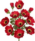 28.3" Red Artificial Flowers Poppy Flowers 3Pcs Silk Fake Poppy Flowers Real Touch Faux Poppies Spring Flower Long Stem Arrangement with 4 Heads for Party Centerpiece Bouquet Table Home Decoration