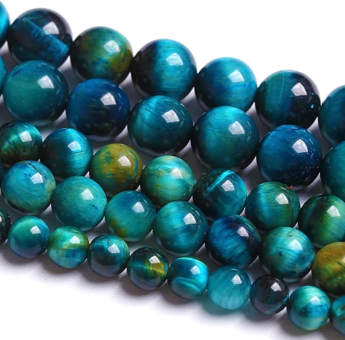 8mm 45PCS Peacock Blue Tiger Eye Stone Beads Natural Crystal Spacer Loose Beads for Jewelry Making DIY Bracelet Semi Precious 1 Strand 15 inches