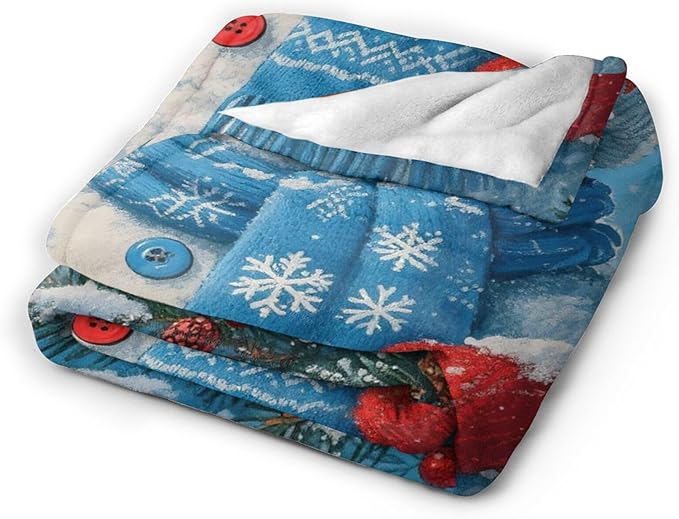 Snowman Blanket Christmas Throw Blanket Winter Snow Soft Cozy Fleece Fuzzy Stuffed Plush Flannel Gifts for Girls Women Boys Kids Adults 60"X80"