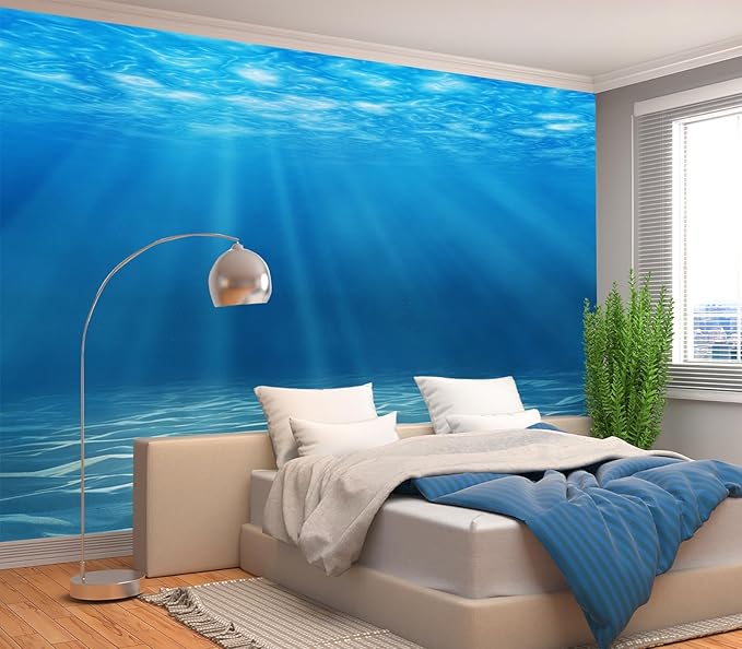 Cliouar-Waterfall in Underwater Light and Shadow Mural Wallpaper Peel and Stick 160" x 114"