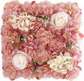 Flower Wall Backdrop, 12PCS 10.6"-15.7" Artificial Flower Wall Panel with Various Styles, 3D Floral Wall Decor for Wedding Photo Background Festive Party Home Decoration (F005, 13.8 * 13.8in)