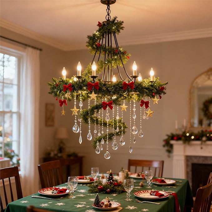 6FT Christmas Garland with Artificial Norfolk Pine - Christmas Decorations, Fall Decor, Mantle, Norfolk Greenery for Fireplace,Table,Window,Stairs,Mante,Holiday Indoor Outdoor Xmas Decor