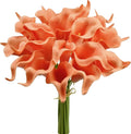 Mandy's PU Coral Calla Lily Artificial Flowers 20 Stems 13.5in Faux Realistic Centerpiece for Thanksgiving and Christmas Decorations DIY Bridal Bouquet Home Décor