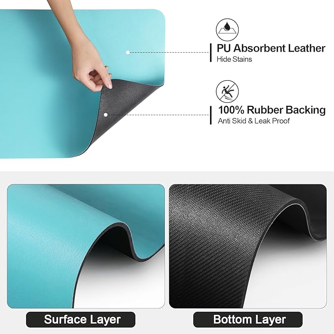 Dish Drying Mat for Kitchen Counter | Coffee Bar Mat for Countertops | Heat Resistant Drainer Mat with Non-slip Rubber Backed | Hide Stain Kitchen Absorbent Draining Mat | Turquoise 16"x18"