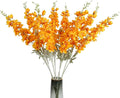 8pcs Delphinium Artificial Flowers 33.5in Long Stem Larkspur Fake Silk Flowers for Tall Vase Faux Flowers for Home Wedding Baby Shower Floral Arrangement Centerpiece Table Decorations (Orange)