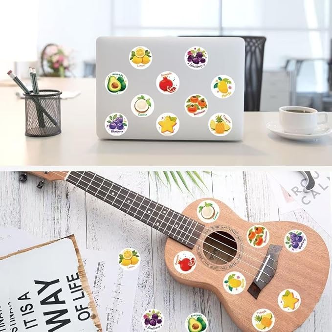 1000 Pcs Fruit Stickers Bulk 2 Roll 1 Inch,Food Pineapple Banana Mango Watermelon Strawberry Sticker Pack Gift for Party Favors Book Water Bottles Laptop,Vegetable Stickers for Kids Boys Girls School