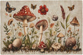 Rustic Mushroom Placemats Set of 4 Washable Table Mats Vintage Botanical Leaf Heat-Resistant Cotton Linen Place Mats for Dining Table Kitchen Indoor Outdoor Party Holiday Decor