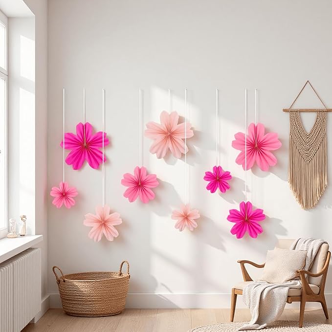 9 Piece Set Paper Flowers Decorations for Wall,3 Sizes 8-14 inch Flower Decor Flower Wall Giant Flowers for Decoration,Classroom Decor