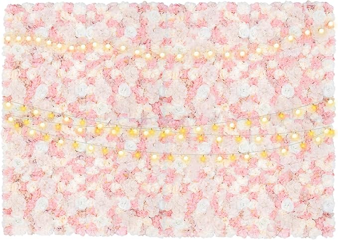Flower Wall Panels 12pcs 24x15 Inch Artificial Wall Flower Backdrop for Wedding Party Baby Bridal Decor, Hanging Fake Silk Flower Backdrop Wall Decor (12pcs)